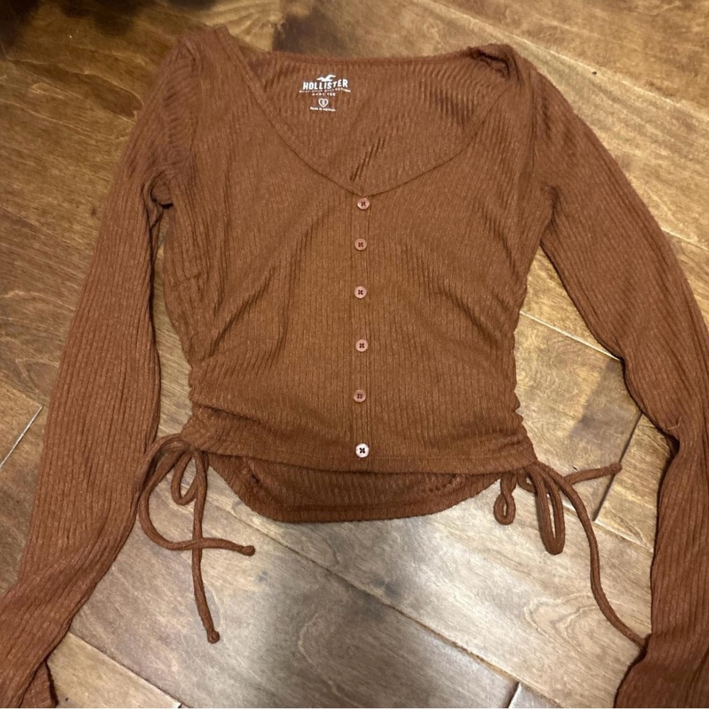 Hollister Women's Button Down Brown Top